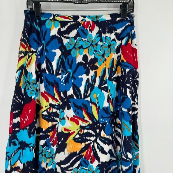 Chico's 1 Colorful floral print skirt womens size medium flowy cotton lined - Picture 4 of 10